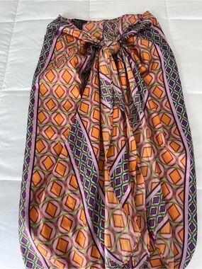 Zara Multicolor Geometric Tie-Waist Skirt